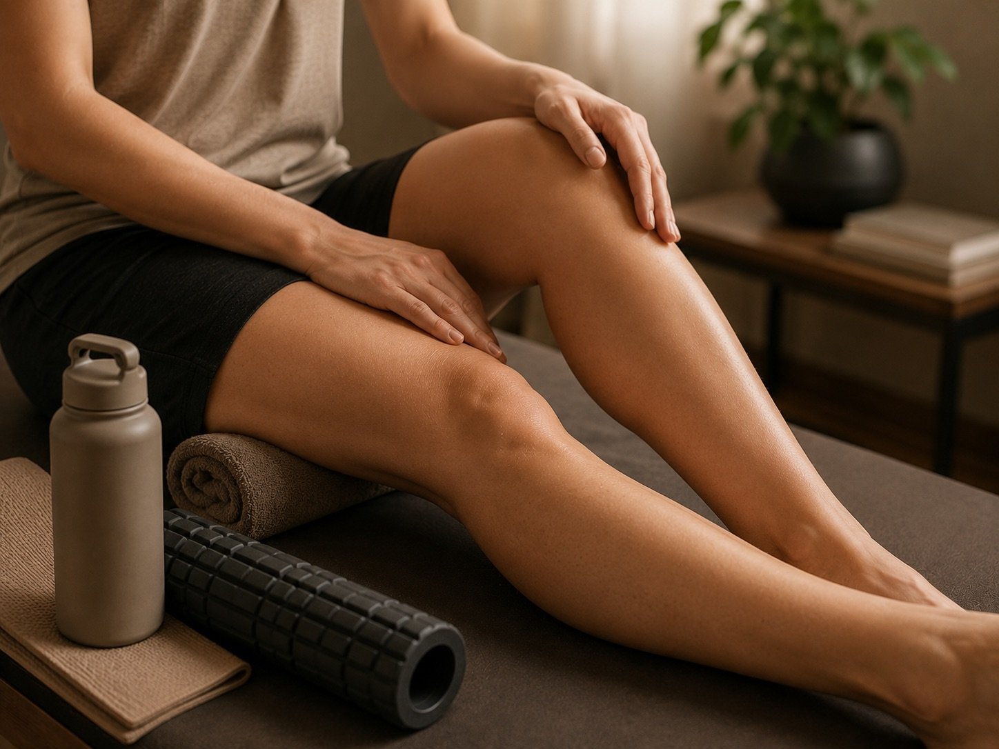 Sculpted, conditioned physique — maintaining muscle tone through a busy season